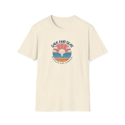 Save Our Seas T-Shirt | Retro Sunset Ocean Conservation Tee UK