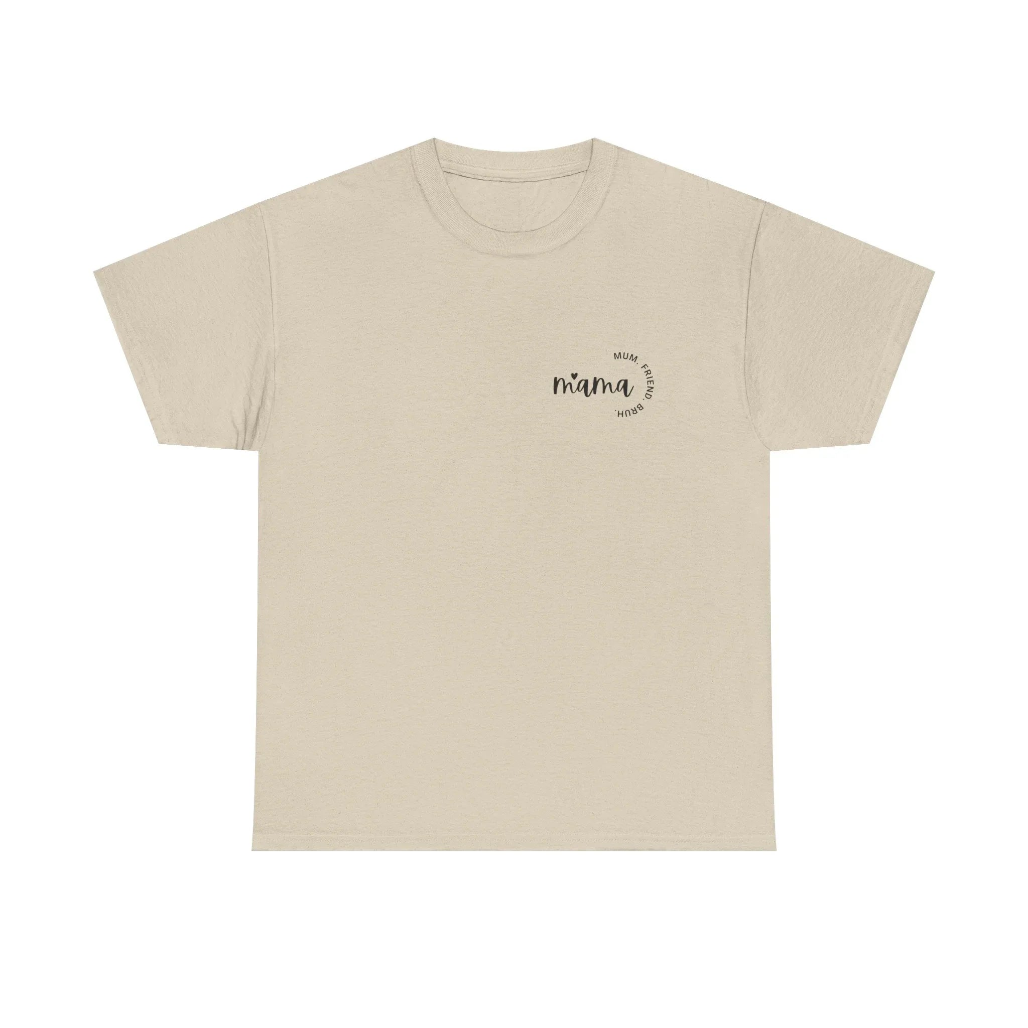 Sand Mama T-shirt with small 'mama' logo on chest, crew neck, short sleeves