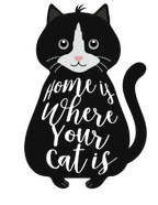 Black sweatshirt with cat graphic and handwritten-style text design on front.
