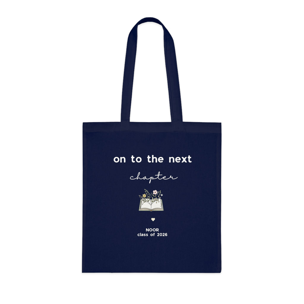 On to the Next Chapter Cotton Tote — Personalized Graduation Book Tote (Class of 2026)
