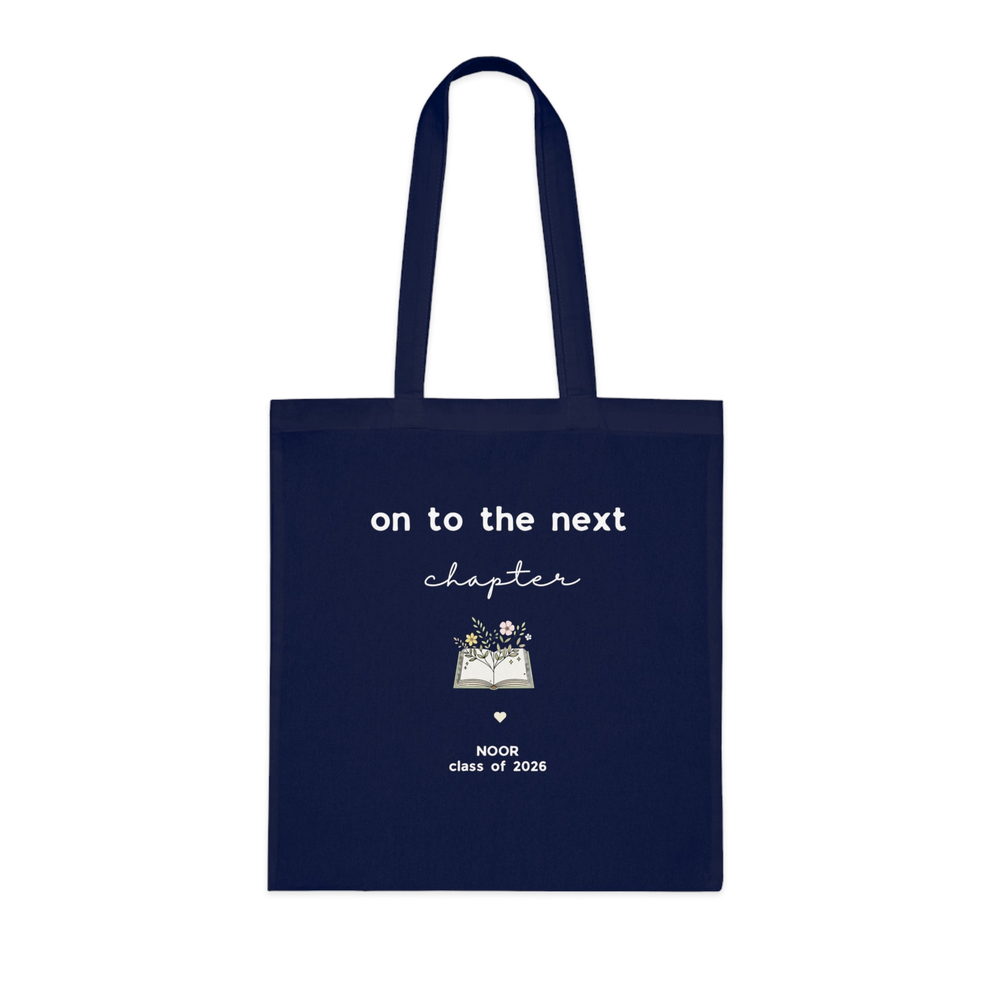 On to the Next Chapter Cotton Tote — Personalized Graduation Book Tote (Class of 2026)