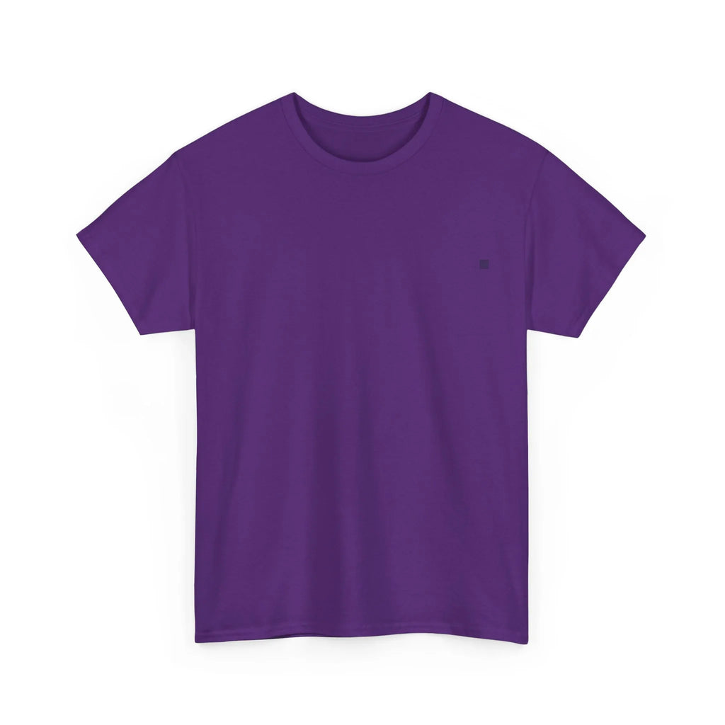 Unisex heavy cotton tee, purple crew neck, short sleeves