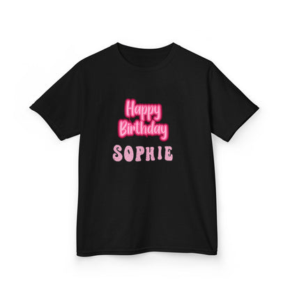 Kids Tee Personalised Name Happy Birthday T-Shirt