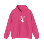 Pink duck pose hoodie with hood, drawstrings, and center duck graphic