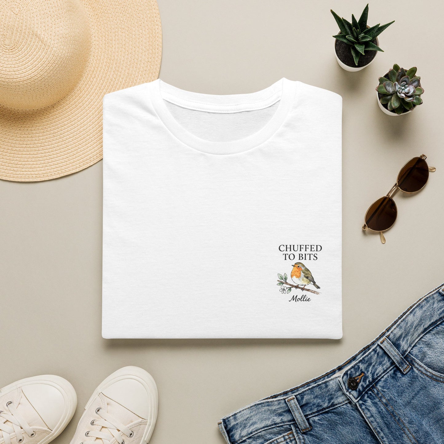 T-Shirt — "Chuffed to Bits" Wren Pocket Tee (Personalise with Name)