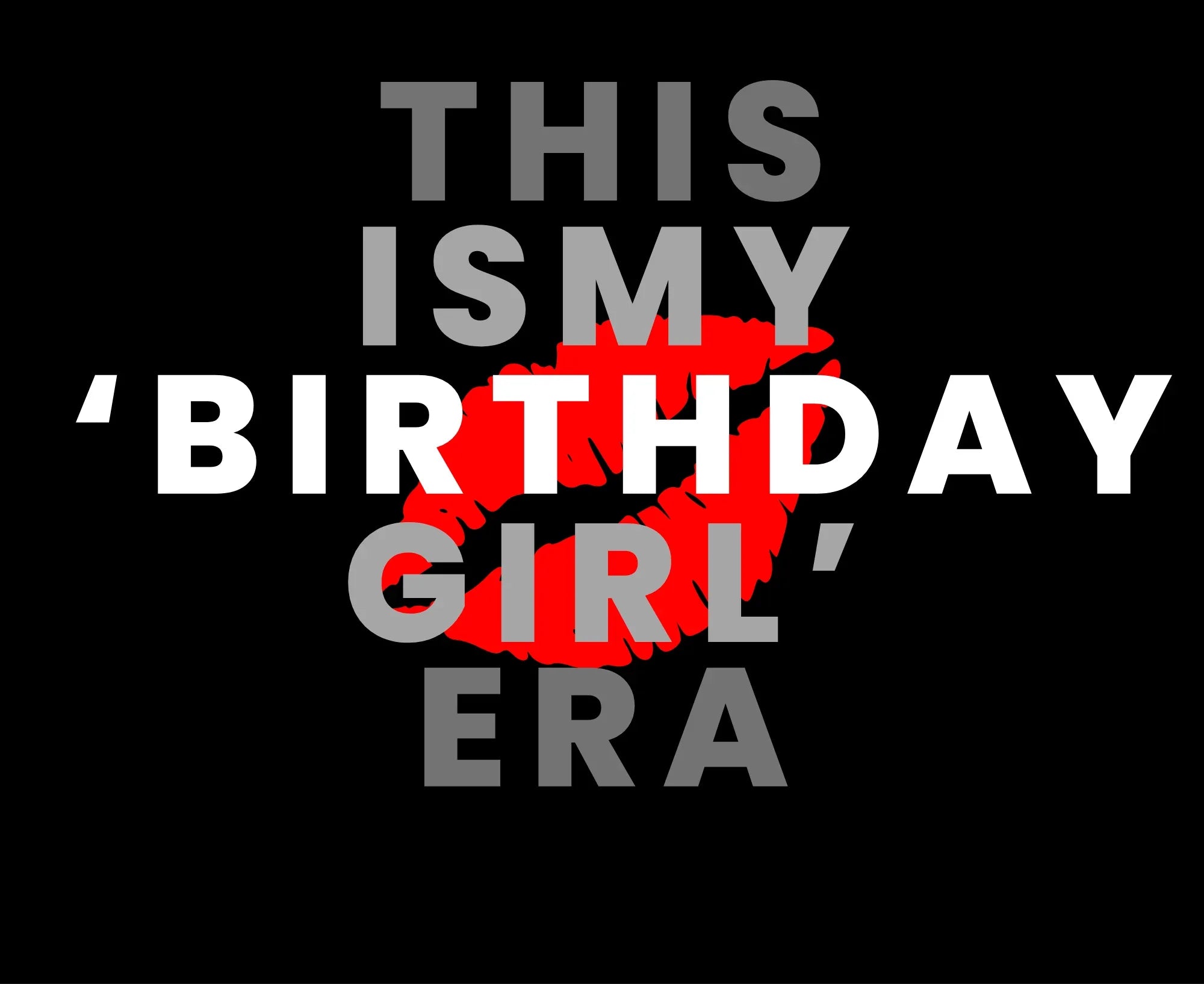 Hoodie graphic design text "THIS IS MY BIRTHDAY GIRL ERA" on dark background