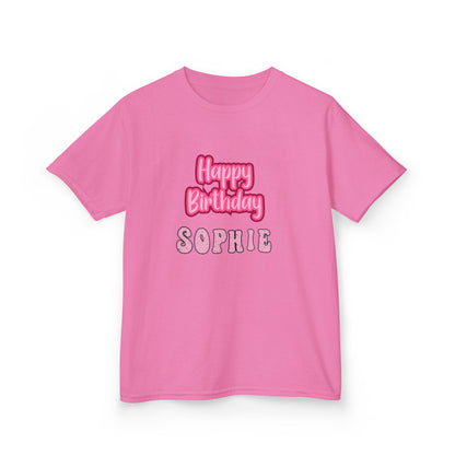 Kids Tee Personalised Name Happy Birthday T-Shirt