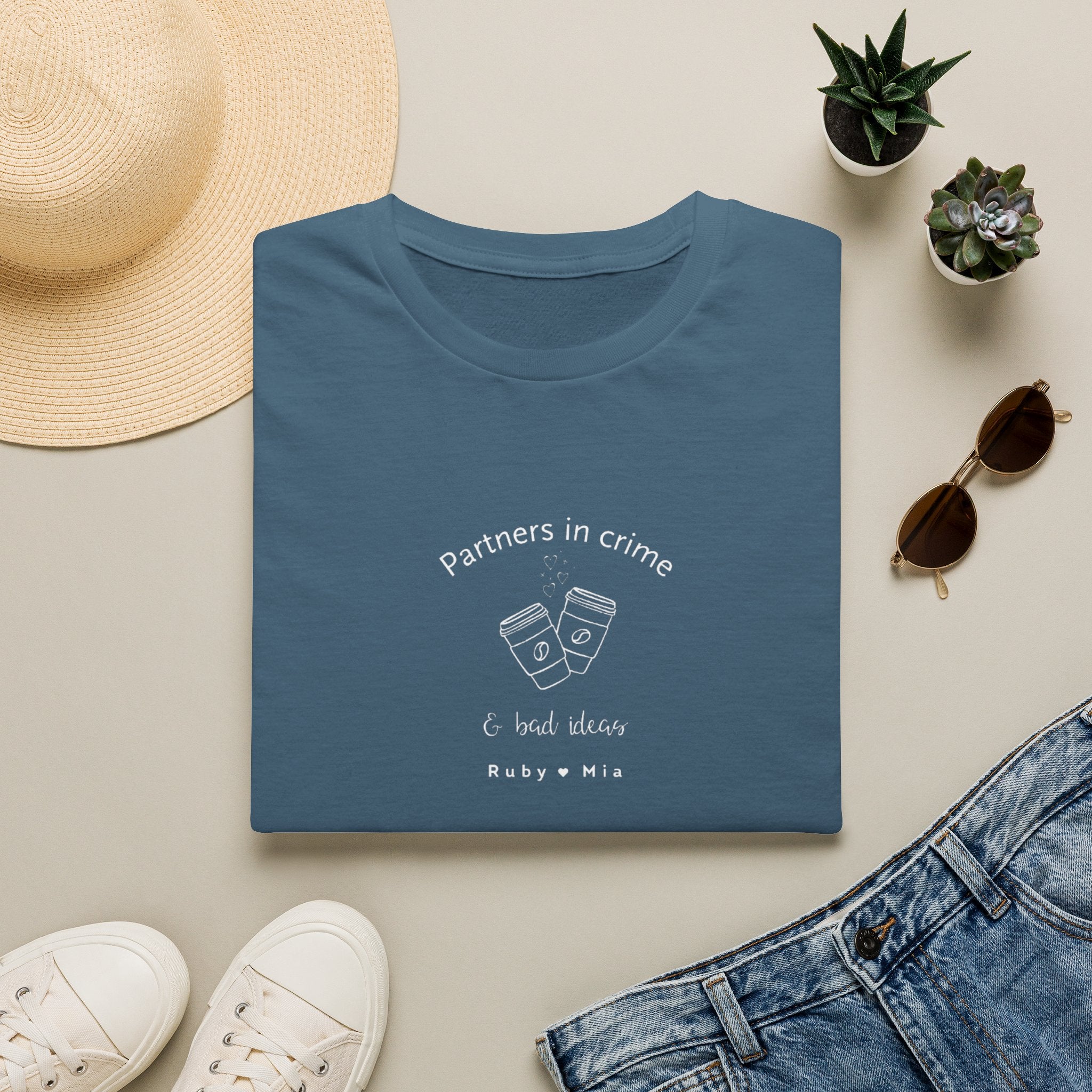 T-Shirt — "Partners in Crime & Bad Ideas" Coffee Friends Tee