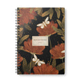 A5 Botanical Floral Notebook | Rust Red Flowers Wire-Bound Journal