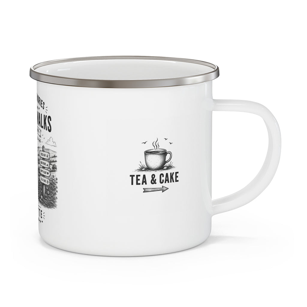 Personalised Enamel Camping Mug — "The Best Memories Are Made on Country Walks"