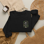 Black crewneck sweatshirt with front plant wreath graphic