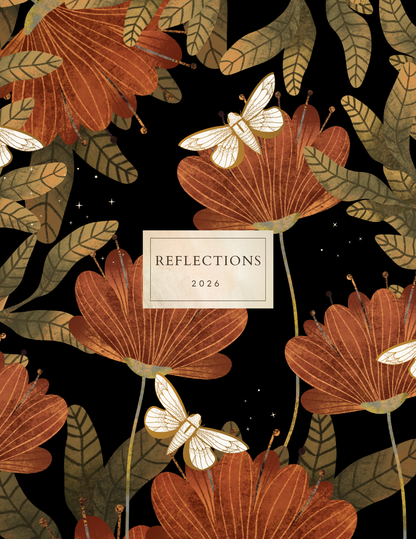 A5 Botanical Floral Notebook | Rust Red Flowers Wire-Bound Journal