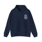 Navy kids graphic hoodie with drawstring hood and front kangaroo pocket