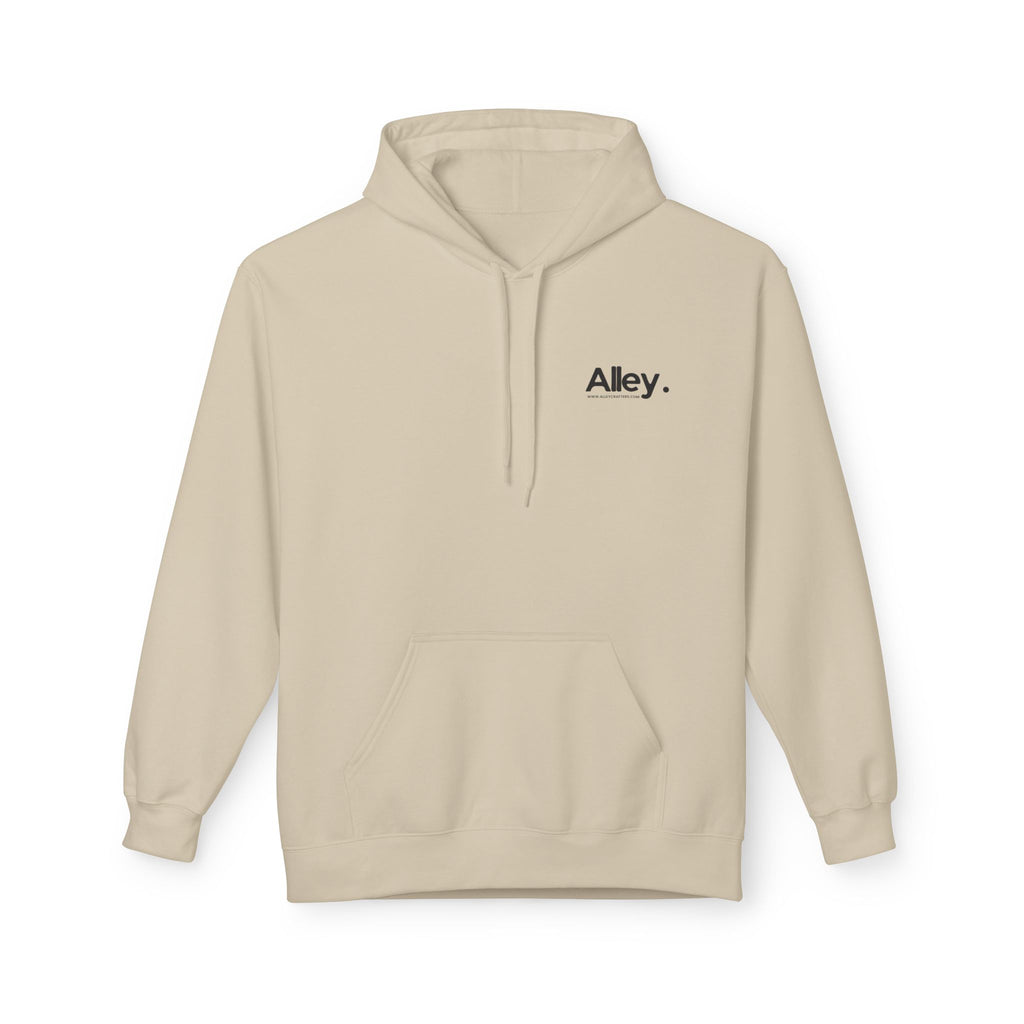 Alley. Minimalist Chest Logo Hoodie — Lightweight White Pullover - AlleyCrafters