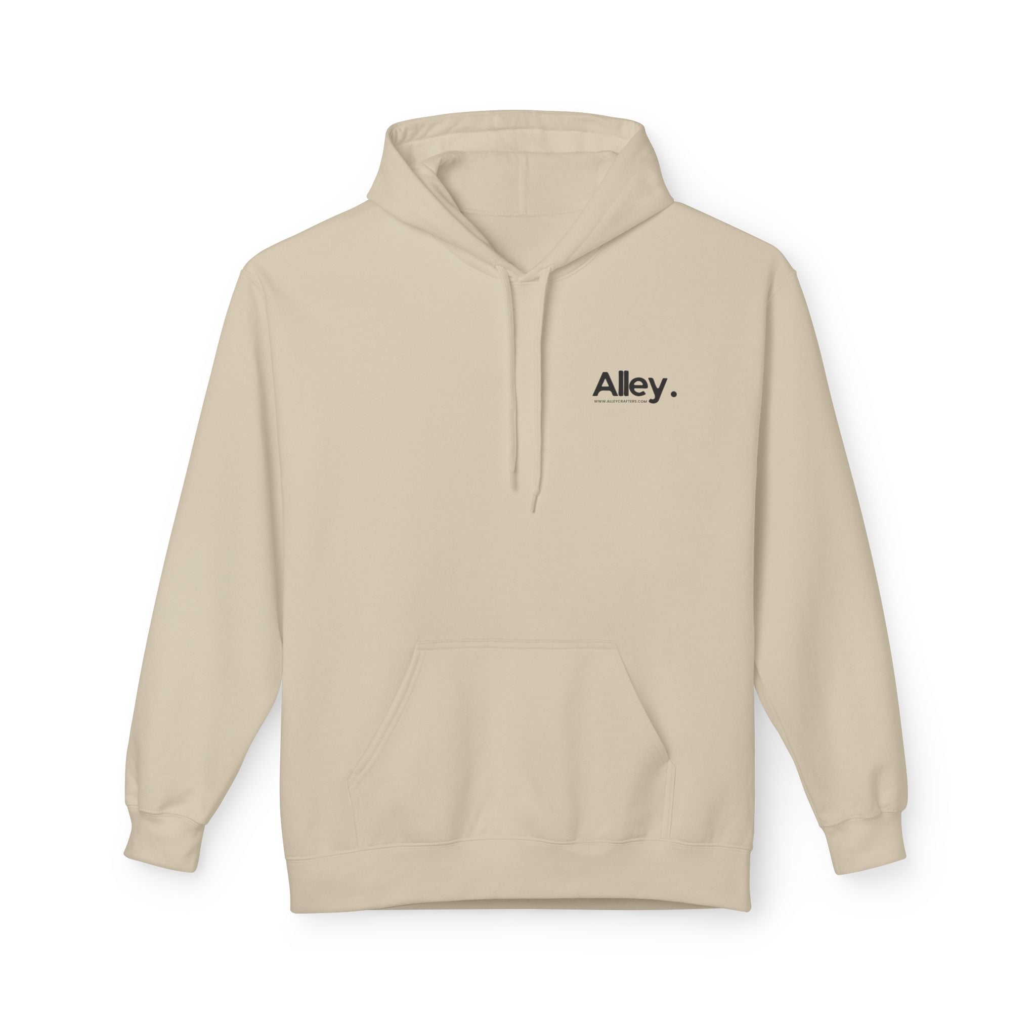 Alley. Minimalist Chest Logo Hoodie — Lightweight White Pullover - AlleyCrafters