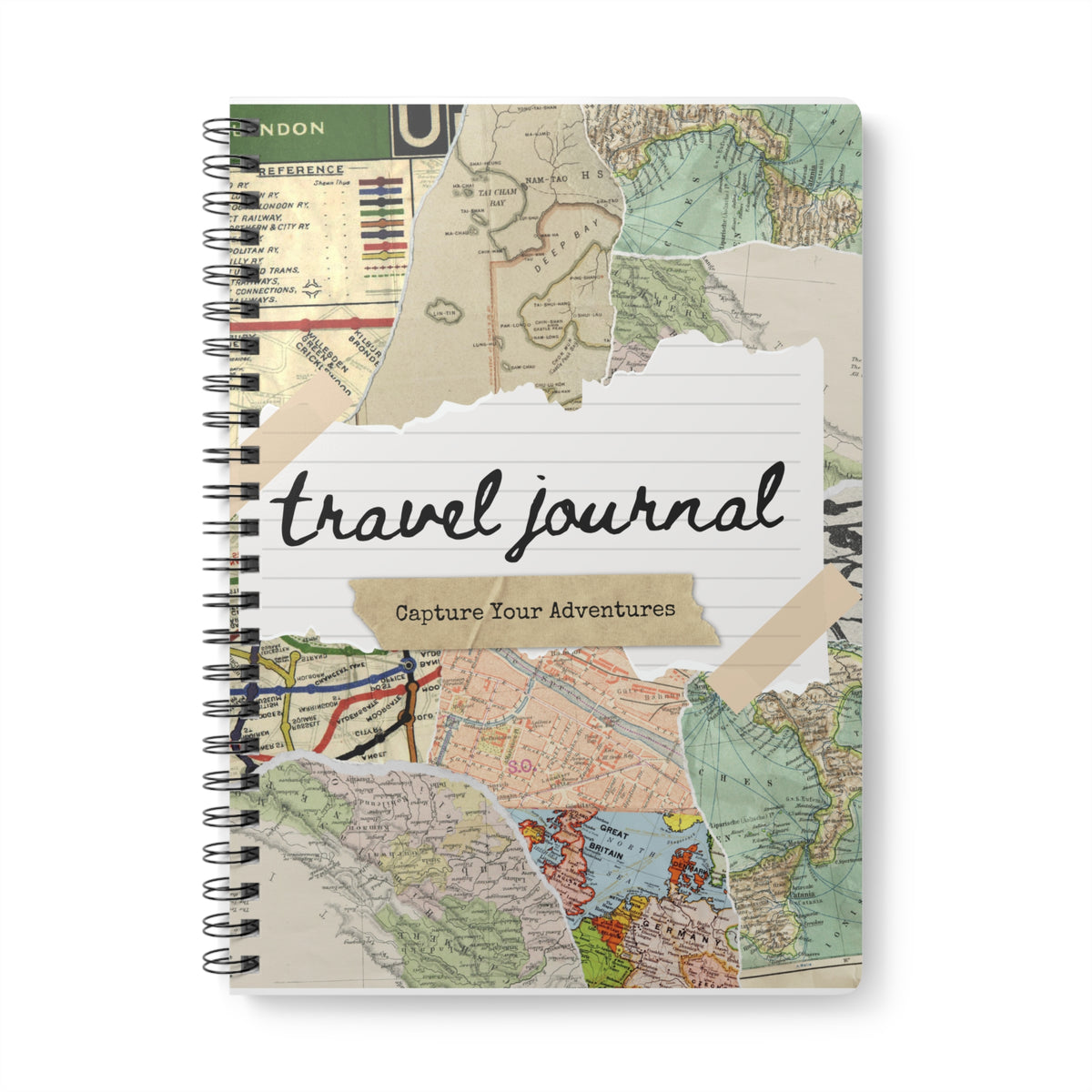 Travel Journal Notebook — A5 Vintage Map Wirobound Journal