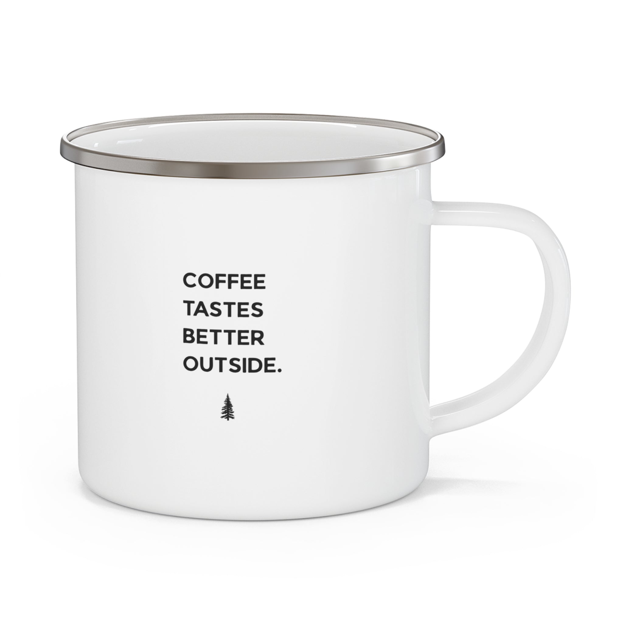 Coffee Tastes Better Outside Enamel Camping Mug | Outdoor Hiking & Camper Gift - AlleyCrafters
