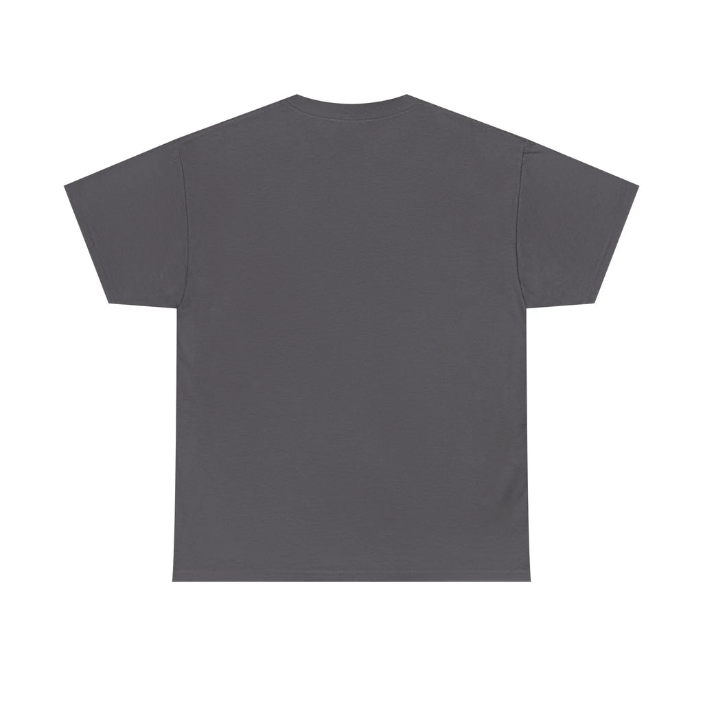 Charcoal unisex heavy cotton t-shirt with crew neck and short sleeves, back view