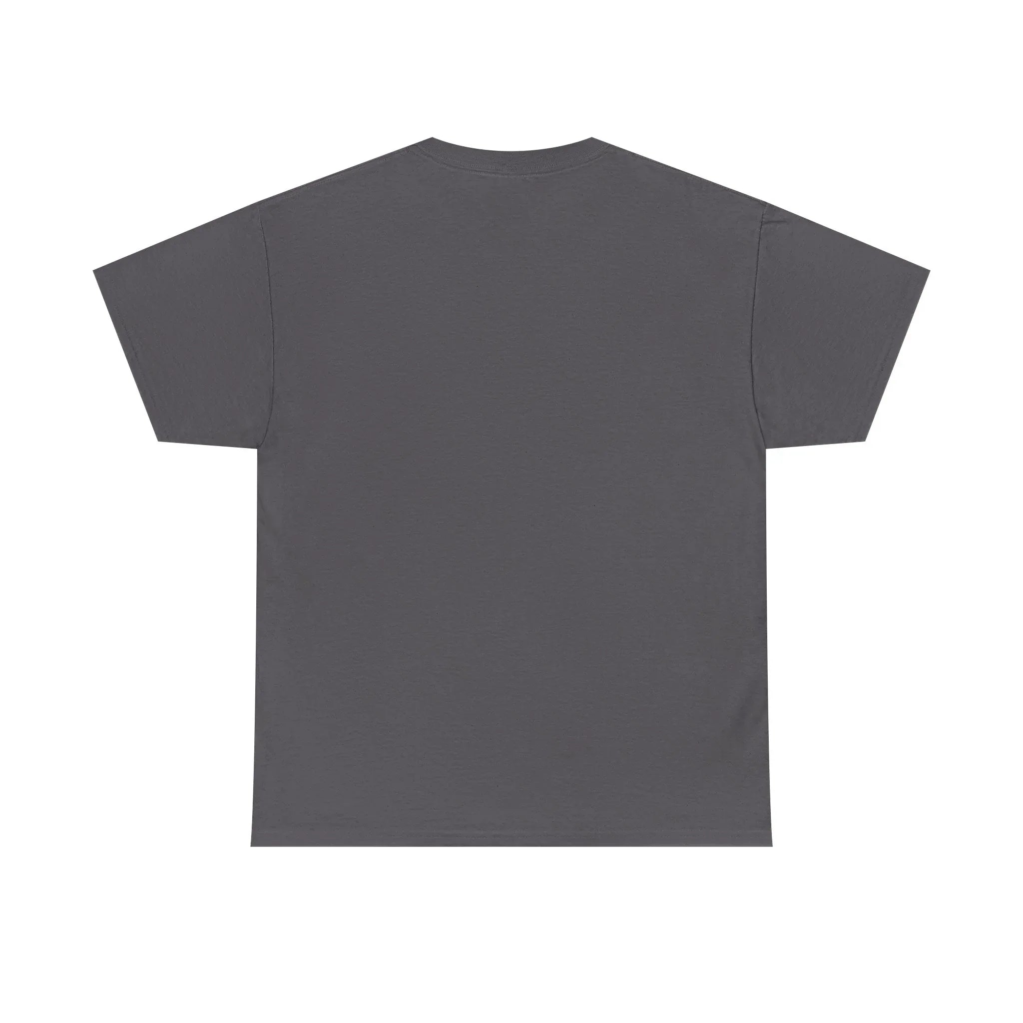 Charcoal unisex heavy cotton t-shirt with crew neck and short sleeves, back view