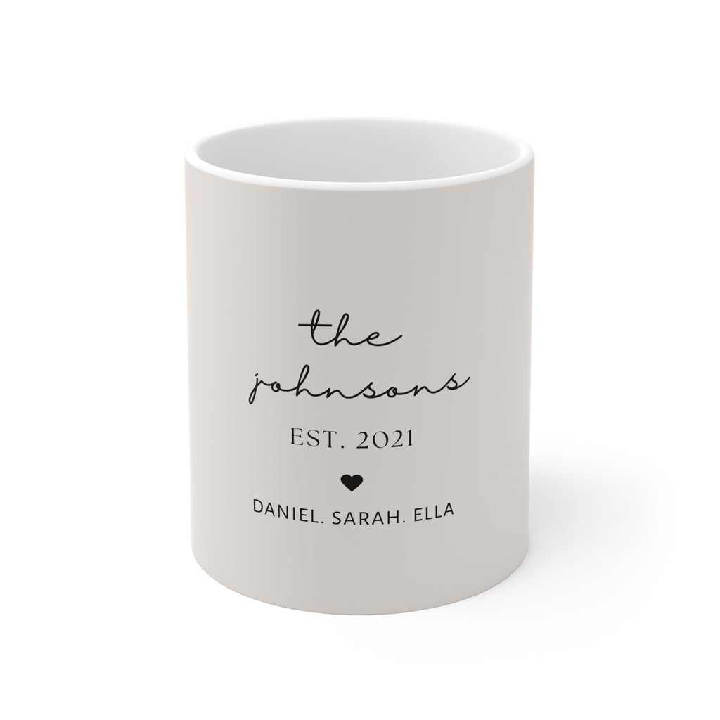 Personalised Family Name Mug | Custom Names & Est. Year | Gift for Couples
