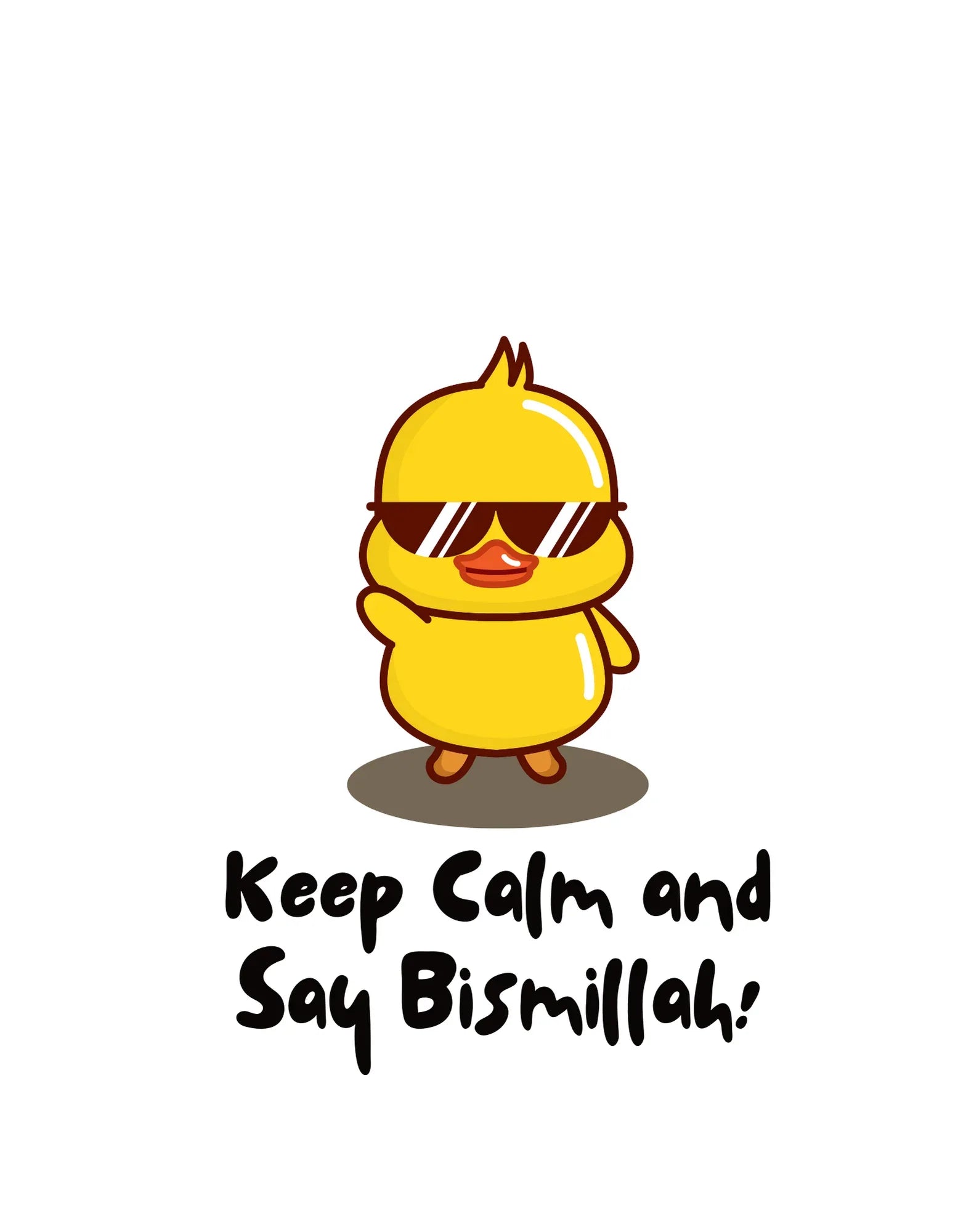 White cotton tote bag print with yellow chick and Keep Calm and Say Bismillah