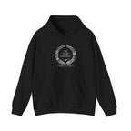 Black personalised couples hoodie with front pouch pocket and honeymoon wreath graphic