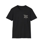Unisex black T-shirt with centered 'Reduce Reuse Recycle' logo print