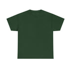Dark green heavy cotton T-shirt with crew neck and short sleeves, unisex fit.