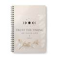 Personalized A5 lined notebook, beige cover with floral quote design and spiral binding