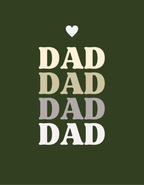 DAD stacked text graphic with heart above
