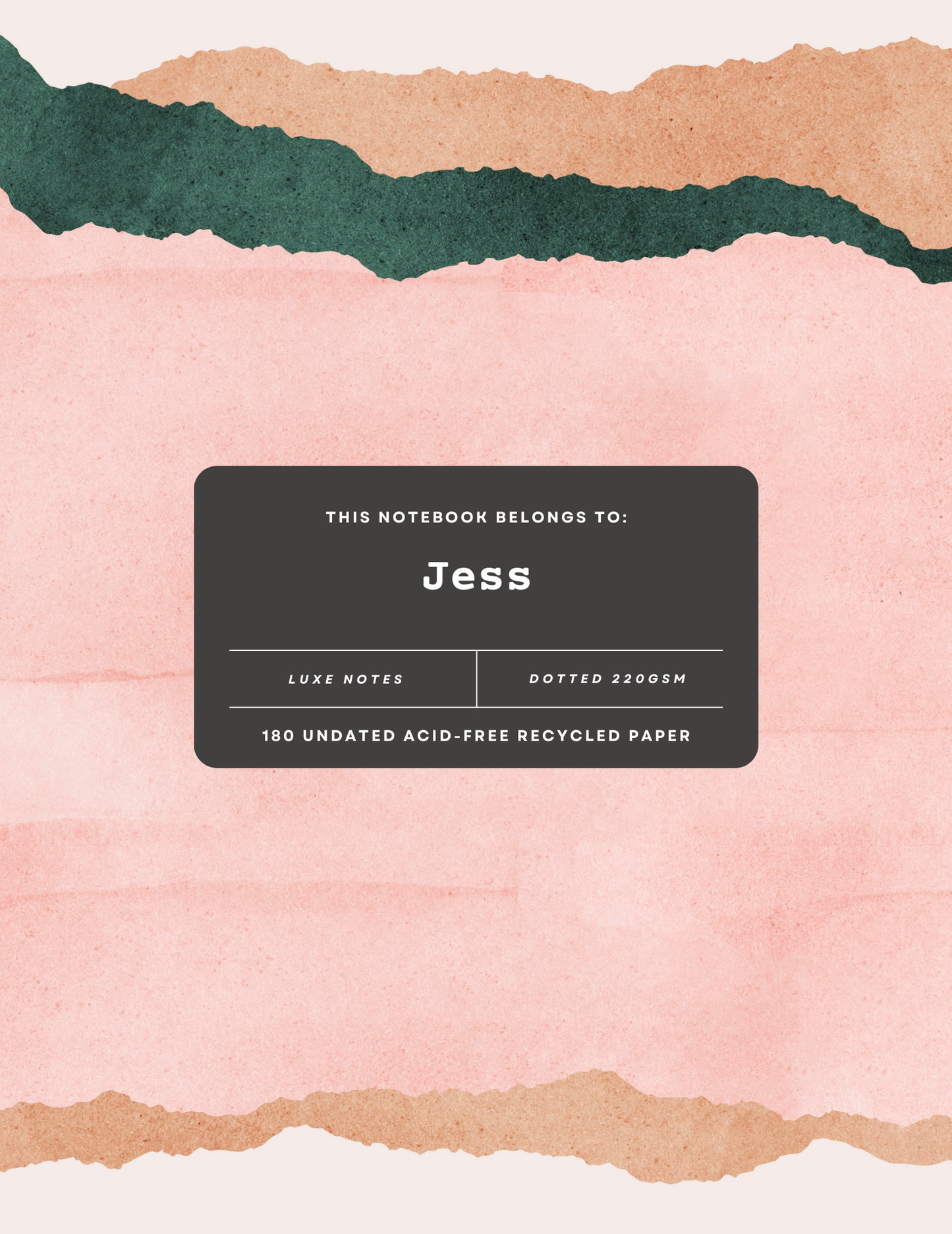 Luxe Premium Personalised A5 Notebook | Custom Name Watercolour Journal