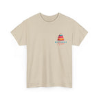 Sand T-shirt with birthday cake graphic and 'Birthday Mum' text