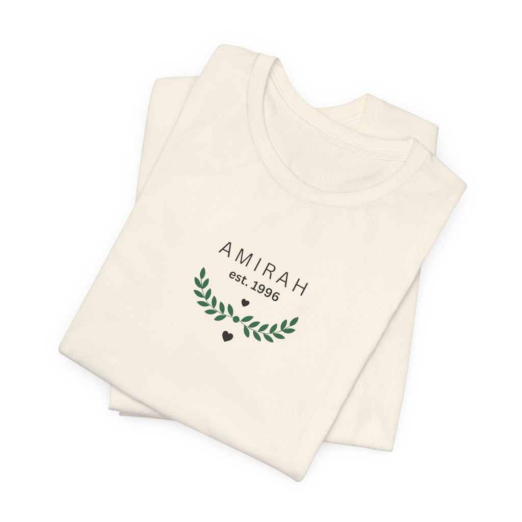 Personalised Name T-Shirt with Est Year | Custom Floral Monogram Tee