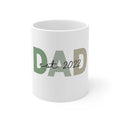 White ceramic coffee mug with DAD and Est. 2022 print on front
