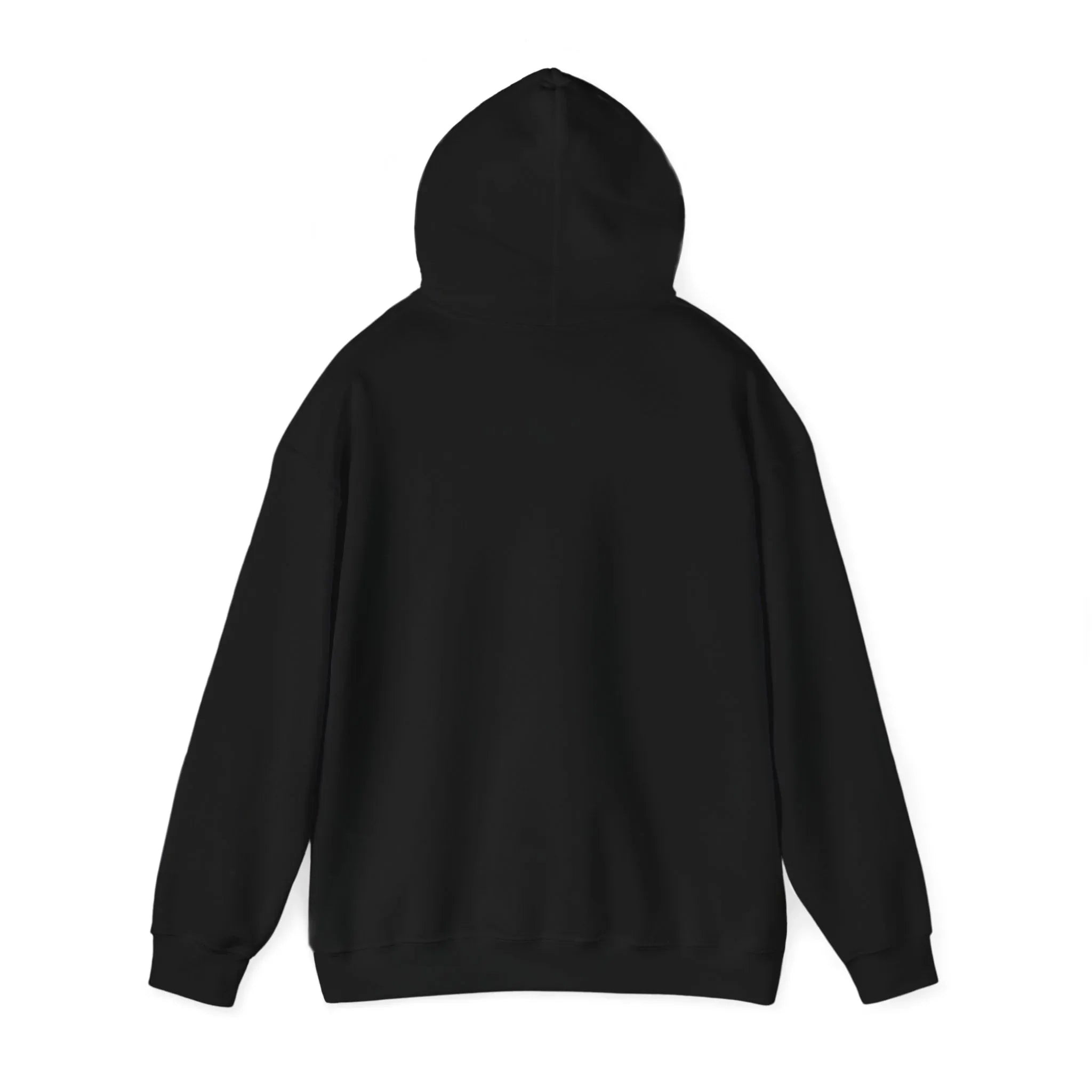 Black Monster Hooded Sweatshirt back view with hood