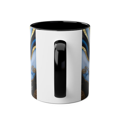 Personalised Marble ink Art Mug (blue,gold)