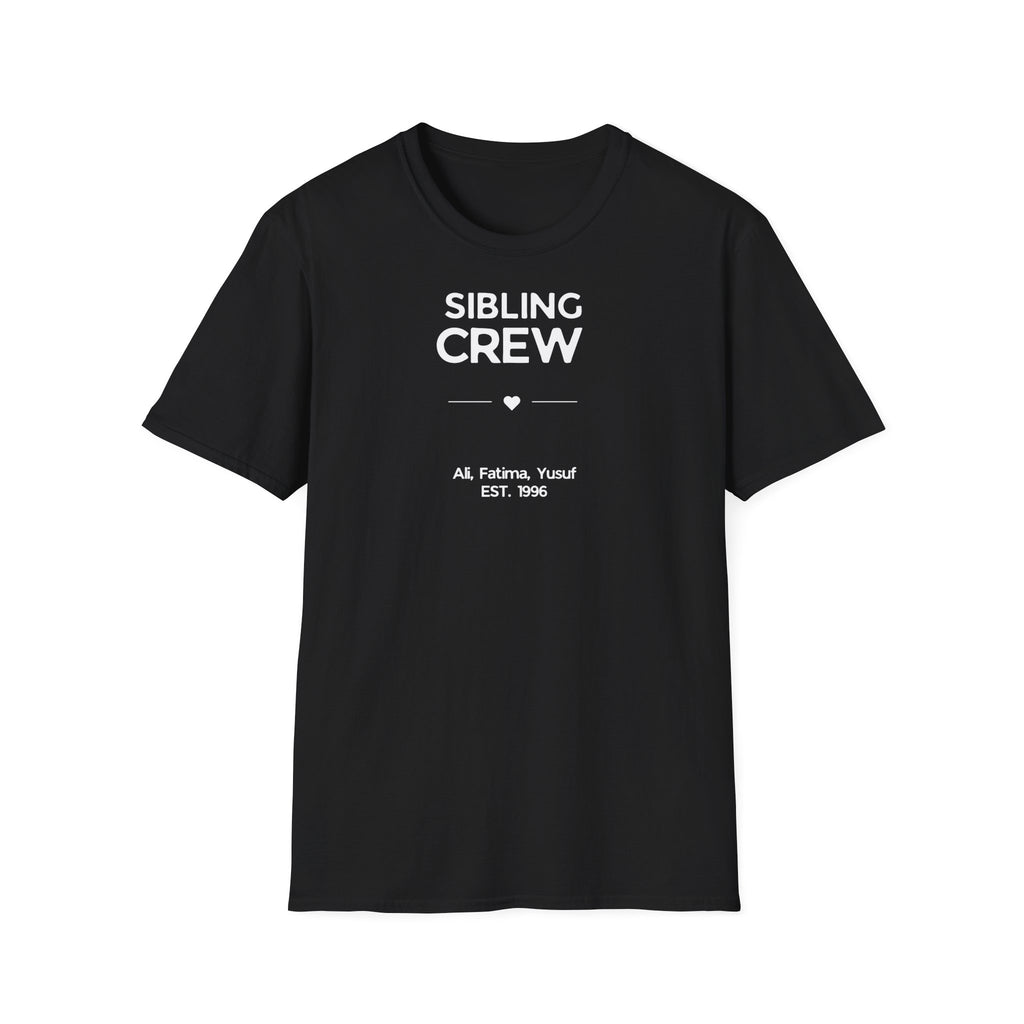 Sibling Crew T-Shirt — Personalised Names & EST. Date Family Tee