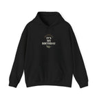 Birthday hooded sweatshirt in black with “It’s My Birthday” chest print and front pouch pocket