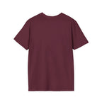 Plum maroon short-sleeve T-shirt, no graphic visible