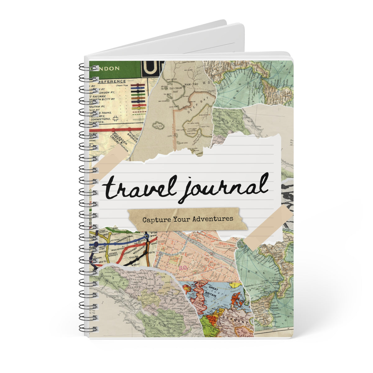Travel Journal Notebook — A5 Vintage Map Wirobound Journal