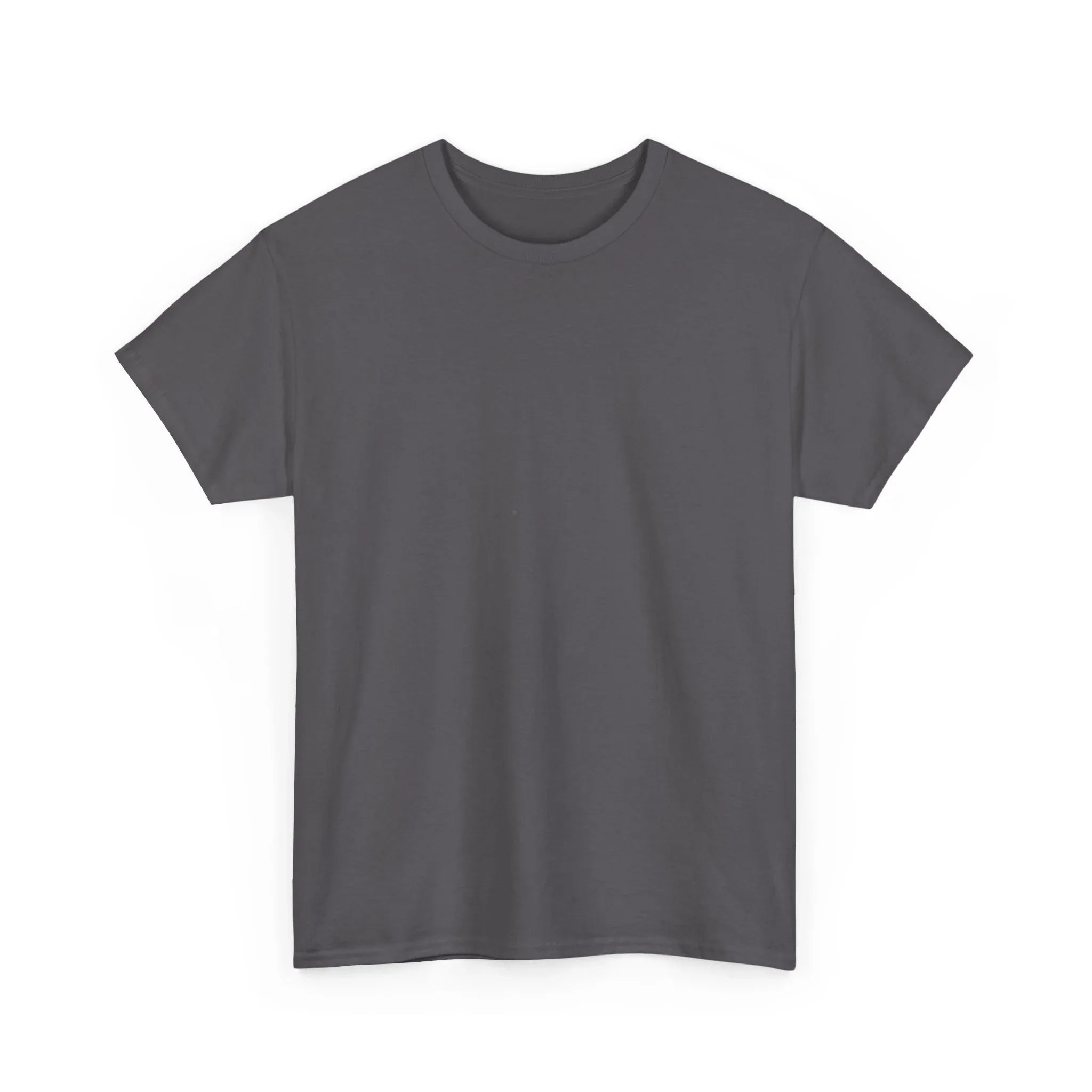 Charcoal unisex heavy cotton t-shirt with crew neck and short sleeves