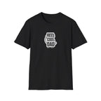 Black crewneck graphic T-shirt with green 'REEL COOL DAD' logo, EST 2024