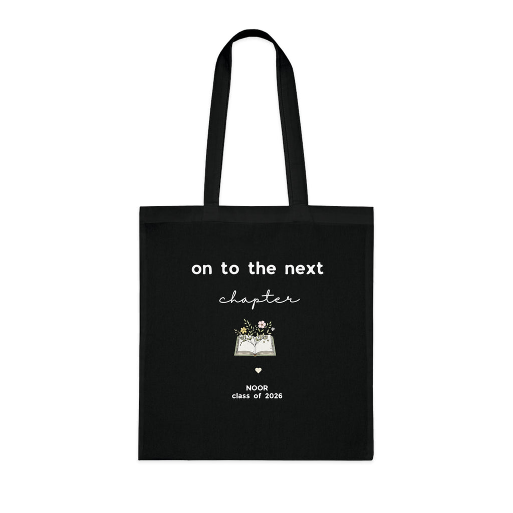 On to the Next Chapter Cotton Tote — Personalized Graduation Book Tote (Class of 2026)