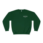 Personalised sweatshirt in deep green with front text "SISTER" and small Est date