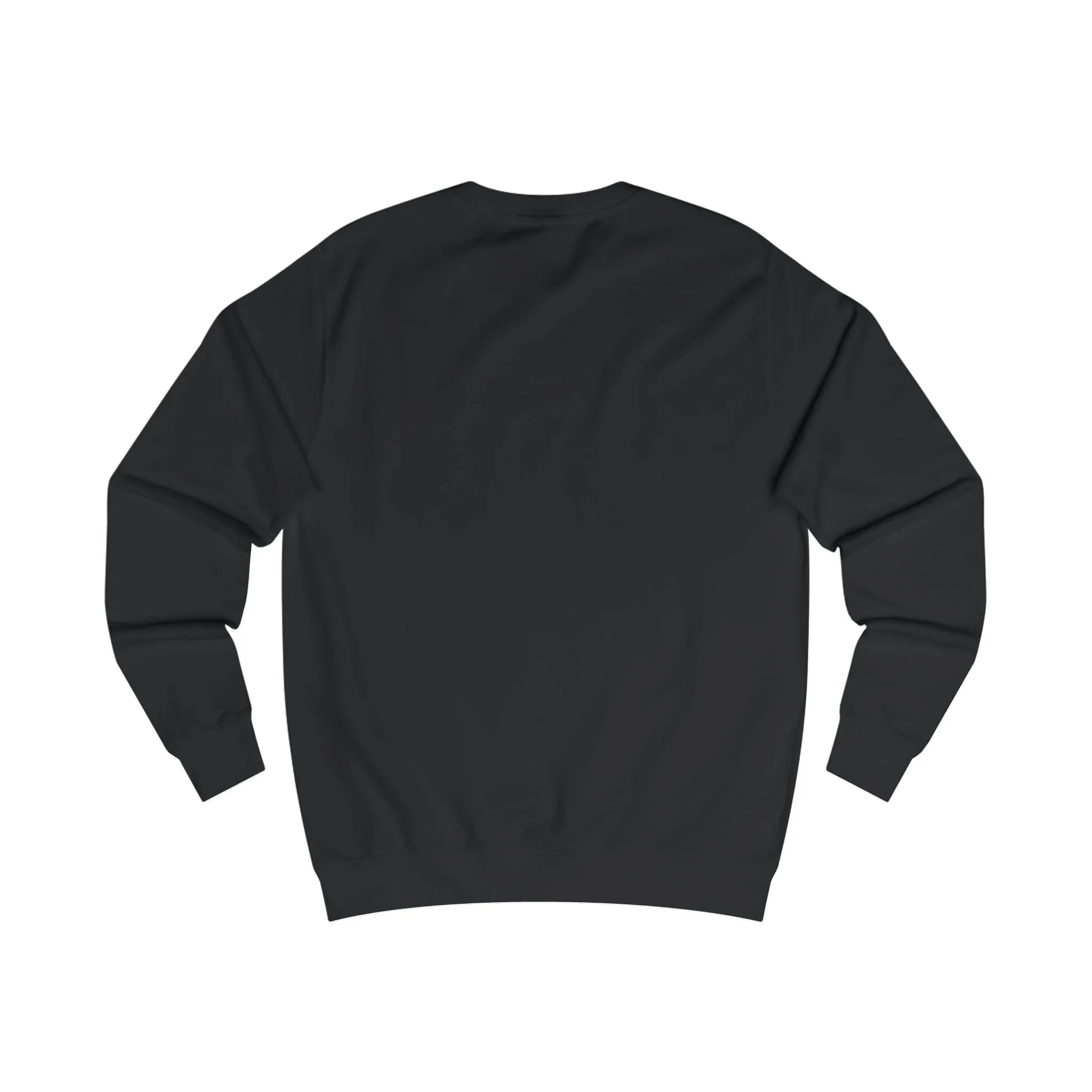 Black crewneck sweatshirt, plain back view