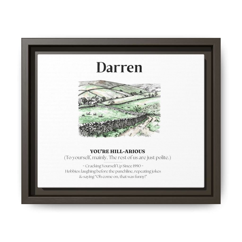 Personalised Framed Canvas Print — Funny Hill-Arrious Poem Art - AlleyCrafters