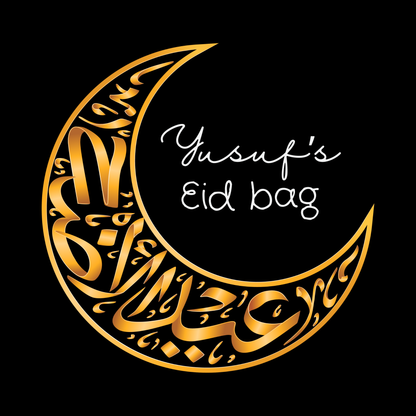 Personalised Eid Tote Bag | Custom Name Gold Crescent Moon Cotton Bag | Islamic Gift