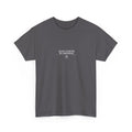 Charcoal gray crew-neck T-shirt with small "Keep calm it’s my birthday" chest graphic