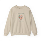 Sand personalised sweatshirt with floral heart graphic and location text on chest