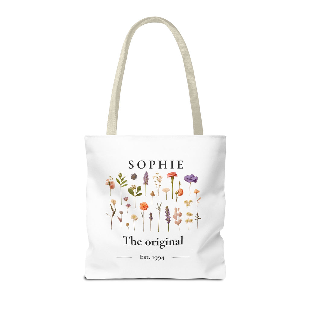 Personalised Floral Tote Bag — Custom Name & Year Garden Tote Gift